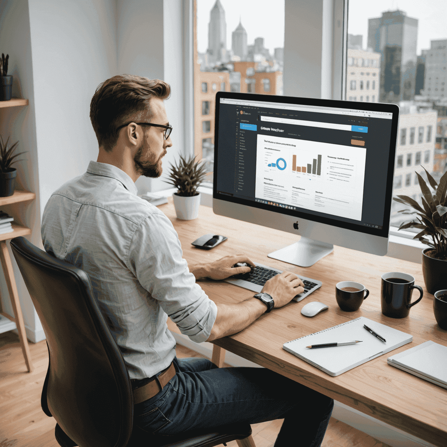 Diseñador web optimizando el rendimiento de un sitio web con herramientas de desarrollo de JavaScript
